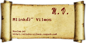 Mlinkó Vilmos névjegykártya